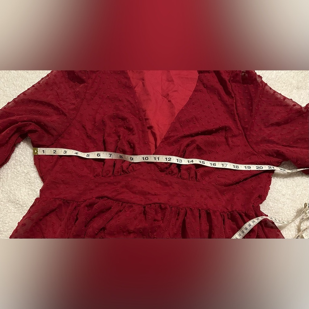 SHEIN Curve Women’s Red V-Neck Long Sleeve Dress size 2XL - Picture 6 of 11